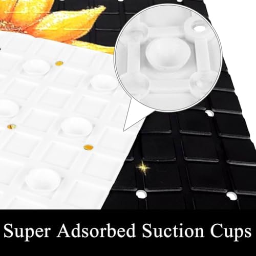 Shower Mat Non Slip 26.8 x 15.1 Inches, Sunflower Butterflies Bathtub Mat - Image 2