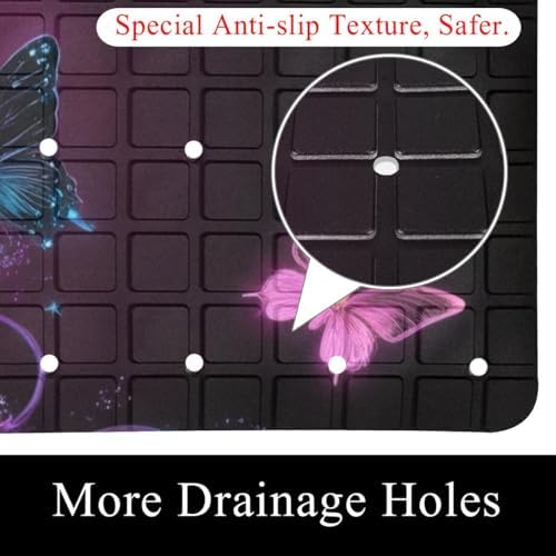 Bath Tub Shower Mat, Washable Bathtub Floor Mats, Suction Cups and Drain Holes - Image 2