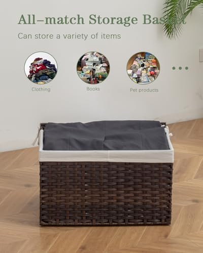 SETVSON Storage Basket with Lid, 2-Lid PE Rattan Storage Bin - Image 5