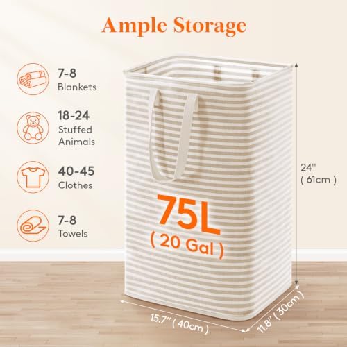 Lifewit 75L Large Laundry Baskets, 2 Pack, Reinforced Handles - Image 2