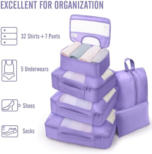 Veken 8 Set Packing Cubes for Travel Essentials, Anti-Wrinkle Buckled Suitcase - Image 5