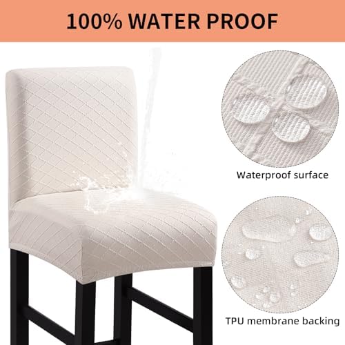 Fuloon Waterproof Barstool Covers Chair Slipcovers, Pale Beige, 4 Pack - Image 4