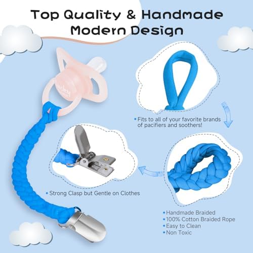 Pacifier Clip for Boys and Girls 6 Pack Baby Pacifier Holder Leash - Image 3