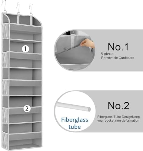 TAHAVICE 2 Pack Over the Door Storage Organizer, 5 Large & 10 Mesh Pockets - Image 5