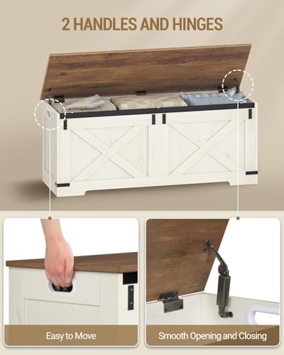 Hzuaneri 47" Farmhouse Storage Chest and Bench | 59 Gal | 330lb Seat - Image 4
