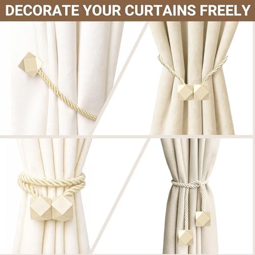 Hion Magnetic Curtain Tiebacks Beige 6pcs, Curtain Holdbacks Hooks Holders - Image 7