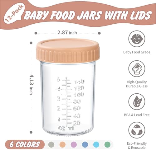 DRKIO 12 pcs Baby Food Storage Containers 8 Oz Small Glass Jars - Image 2