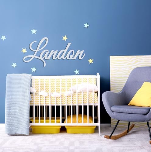 Custom Nursery Name Sign, Personalized Baby Room Wall Decor, Handmade Wooden - Image 3