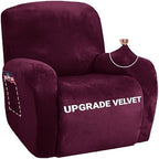 ZNSAYOTX Stretch Velvet Recliner Cover 4-Pieces, Thick Soft Recliner Chair by ZNSAYOTX