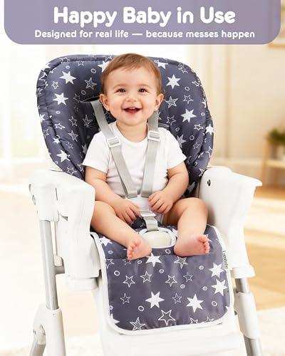 Baby High Chair Cover Replacement, Reversible & Waterproof High Chair Cushion - Image 2