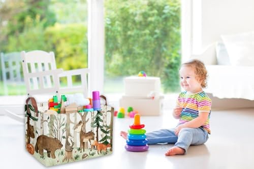 Sanjiaofeng Rectangular Kids Basket Animal Storage Bins, Woodland Storage - Image 5