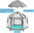 Bend River Baby Playpen with Canopy, Hexagon Toddler Beach Tent - Image 4