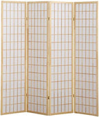 Roundhill Furniture Oriental Shoji 4 Panel Screen Room Divider by RoundhillFurniture
