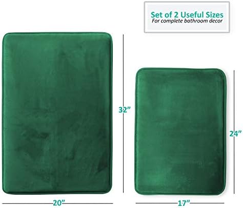 Clara Clark 2 Piece Bathroom Rugs Bath Mat Set, Velvet Memory Foam Bath Mats - Image 3