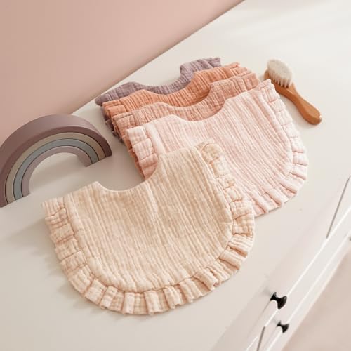 MairMore Muslin Baby Bibs, Ruffle Edge Drool Bibs - Image 6