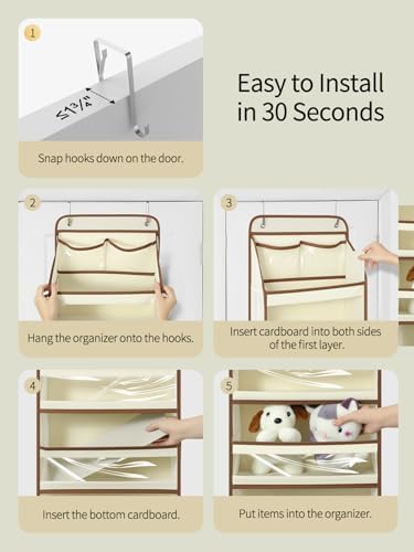 Yecaye 5 Tier Over the Door Organizer, Swing-proof Door Organizer Hanging - Image 4