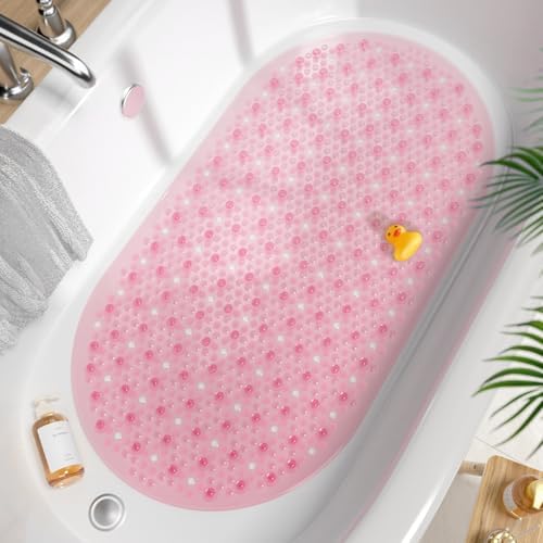 HITSLAM Oval Bath Mat for Tub, 27x15 Inch Bubble Bathtub Mat Non Slip, Machine by HITSLAM