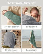 Yoofoss Hooded Baby Bath Towels 2 Pack 100% Muslin Organic Cotton - Image 6