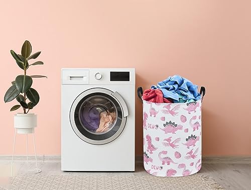 Pink Dinosaur Hamper, Kids Laundry Basket, Dinosaur Basket, Toy Organizer - Image 4