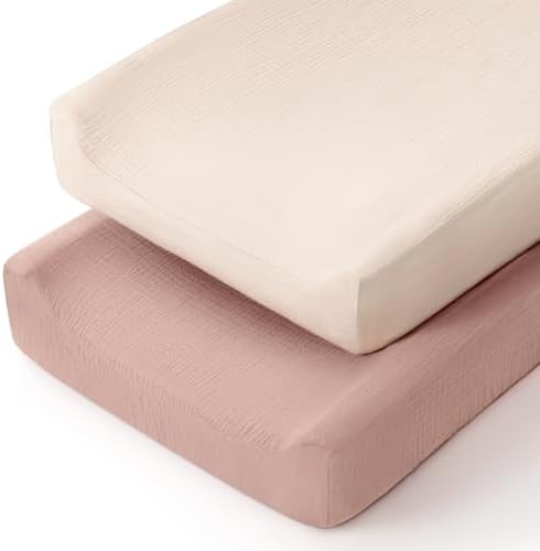 lulumoon Muslin Changing Pad Cover: 32x16 Fit Standard Rectangle Pad by Lulumoon