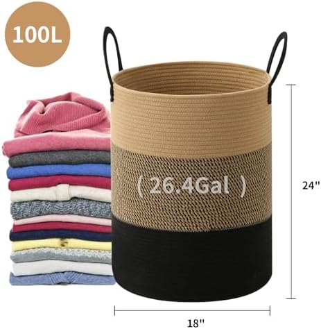 Laundry Basket Hamper Tall Rope Storage Woven - Image 4