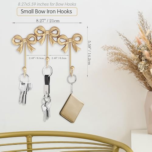 Small Gold Bow Wall Hook, Size:8.27x5.59 inches - Image 2