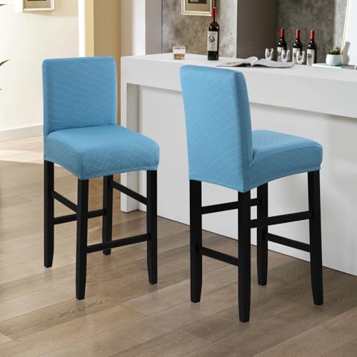 Fuloon Waterproof Barstool Covers Chair Slipcovers, Lake Blue, 2 Pack - Image 3