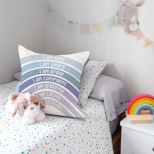 QIYUHOY Blue Rainbow Classroom Throw Pillow Covers, 18x18 Inch - Image 4