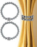 Boho Curtain Tiebacks Magnetic Beaded 2 Pack Light Grey by Unknown