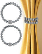 Boho Curtain Tiebacks Magnetic Beaded 2 Pack Light Grey by Unknown