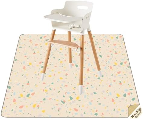 Splat Mat for Under High Chair, Waterproof Washable High Chair Floor Mat by CLCROBD