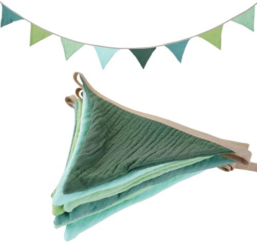 Pennant Banner Bunting Flags Green, Garland Triangle Banners Olive Green Fabric by Uorbmaio