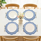 50 Pcs Blue Scalloped Paper Placemats, Disposable Round Wavy Edge Table Mats - Image 7