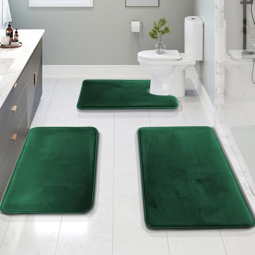 Clara Clark 3 Piece Bathroom Rugs Bath Mat Set, Velvet Memory Foam Bath Mats by ClaraClark