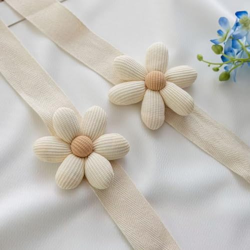 2 Pack Cute Curtain Tiebacks, Cartoon Beige Flower Curtain Ties Holdbacks - Image 3