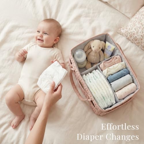 Konssy Baby Diaper Caddy Organizer, Braided Quilted Design - Image 2
