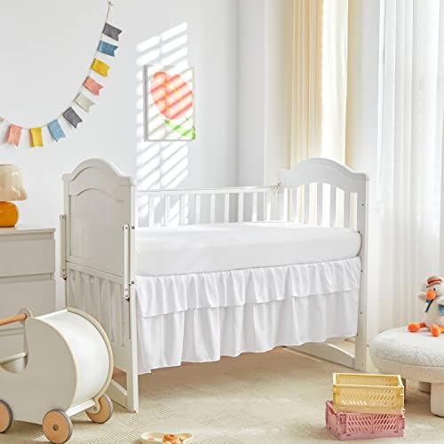 Mini Crib Bedding Set 3 Pieces Baby Boho Quilted Tufted Ruffles Comforter - Image 4