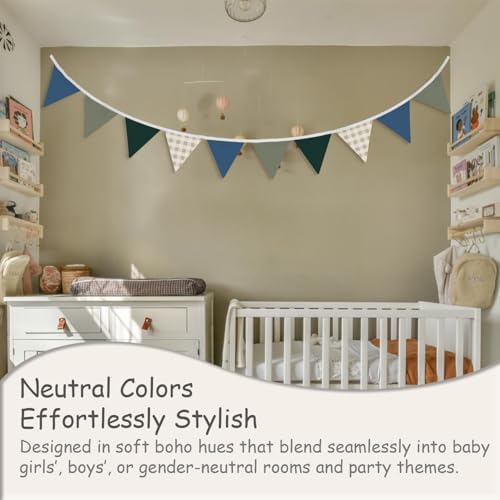 Boys Toddler Room Playroom Nursery Decor, Garland Triangle Banners Blue Grey - Image 5