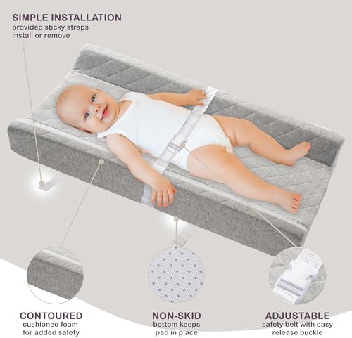 Organic Cotton Covered Contoured Baby Changing Pad | Waterproof Foam Mattress - Image 3