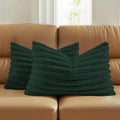 FUTEI Pack of 2 Faux Fur Throw Pillow Covers 12x20 Inch, Dark Green by FUTEI