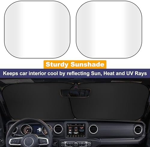 EcoNour 2-Piece Jeep Windshield Sun Shade, Foldable UV & Heat Protection - Image 2