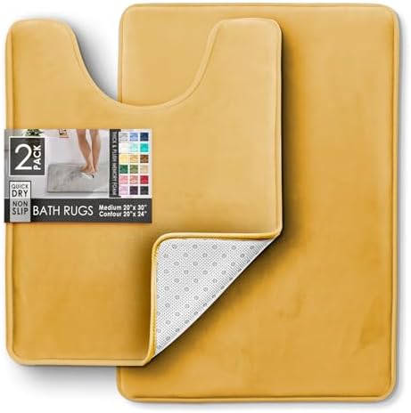 Clara Clark 2 Piece Bathroom Rugs, Velvet Memory Foam Bath Mat Set, Non-Slip - Image 3