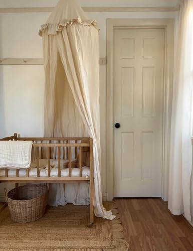 ZEAK Kids Bed Canopy with Ruffles Cotton Hanging Tent Frills Curtain Net - Image 4