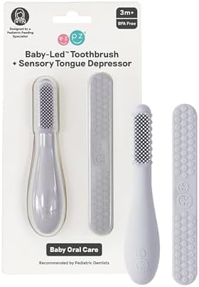 ezpz Baby-Led Toothbrush + Tongue Depressor Dual Pack by ezpz