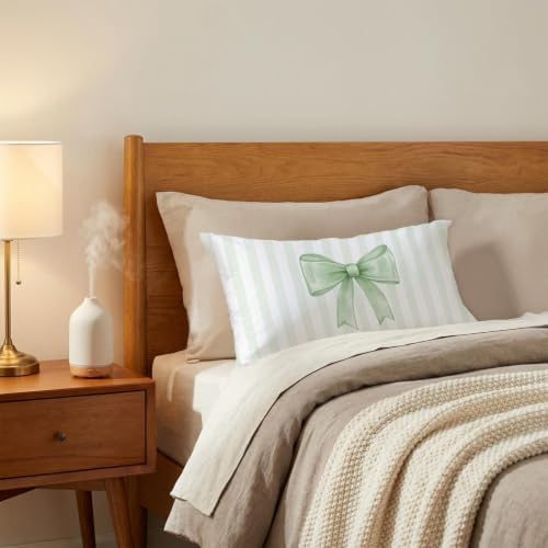 Sage Green Bow Pillow Covers 12x20, Coquette Room Decor, Preppy Pastel Green - Image 3