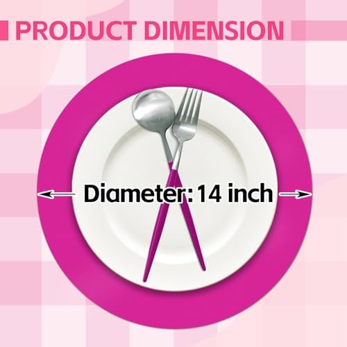 50 Pieces Hot Pink Paper Place Mats Round Disposable Table Mats Decorative - Image 2