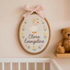 Personalized Floral Baby Name Embroidery Hoop – Custom Oval Nursery Wall Decor by Custom
