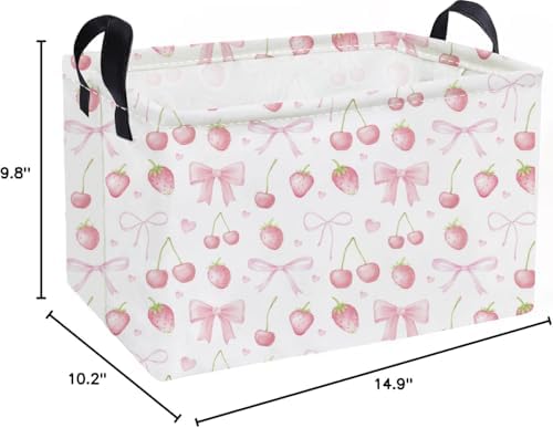Essme Rectangular Kids Baskets, Girls Storage Basket Pink Bins - Image 2