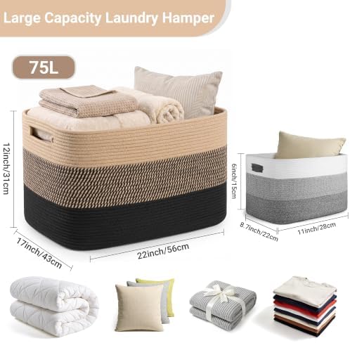 Large Laundry Basket/Hamper, Jute/Black - Image 2