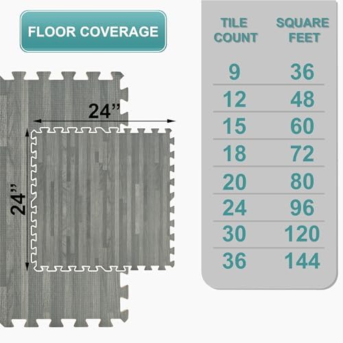 Sorbus Wood Grain Floor Tiles Foam Mat EVA Interlocking Mats Tile 3/8-Inch - Image 2